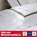 100% algodão 300TC cetim EMB fronteira Hotel Linens conjunto de cama